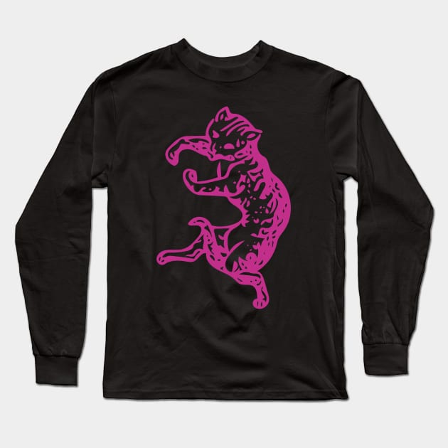 Pink cat dancing Long Sleeve T-Shirt by Digital GraphX